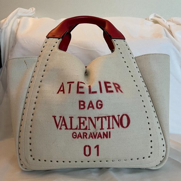 Valentino Garavani Atelier 01 Tote Studded Canvas Medium - Picture 2 of 14